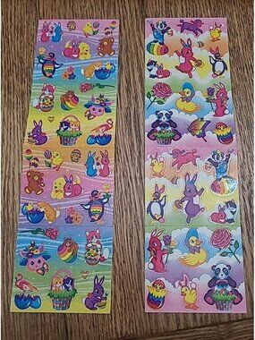 Vintage Lisa Frank 2 strips sheets of unused Easter Stickers S320 S321